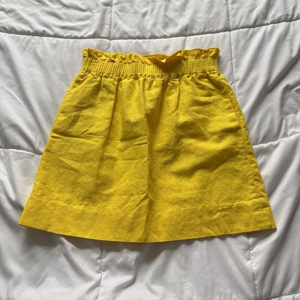 J Crew Skirt Womens Size 00 Yellow Linen Blend Pockets Pull On Beach Boho Hippie